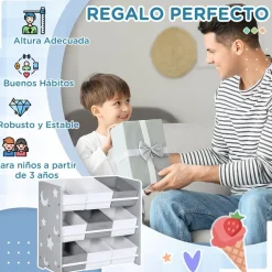 Homcom - Estantería infantil con 9 cajas Gris