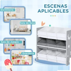 Homcom - Estantería infantil con 9 cajas Gris