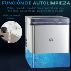 Homcom - Máquina Hielo Plateada 105W