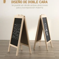 Homcom - Pizarra caballete doble con tizas y plantillas