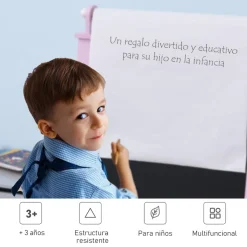 Homcom - Pizarra infantil 3 en 1 con caballete