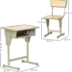 Homcom - Set Pupitre + Silla infantil Vintage