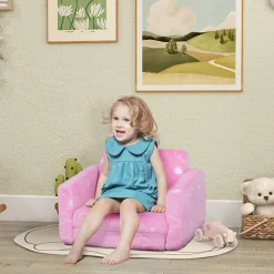Homcom - Sillón infantil Rosa brilla en la oscuridad