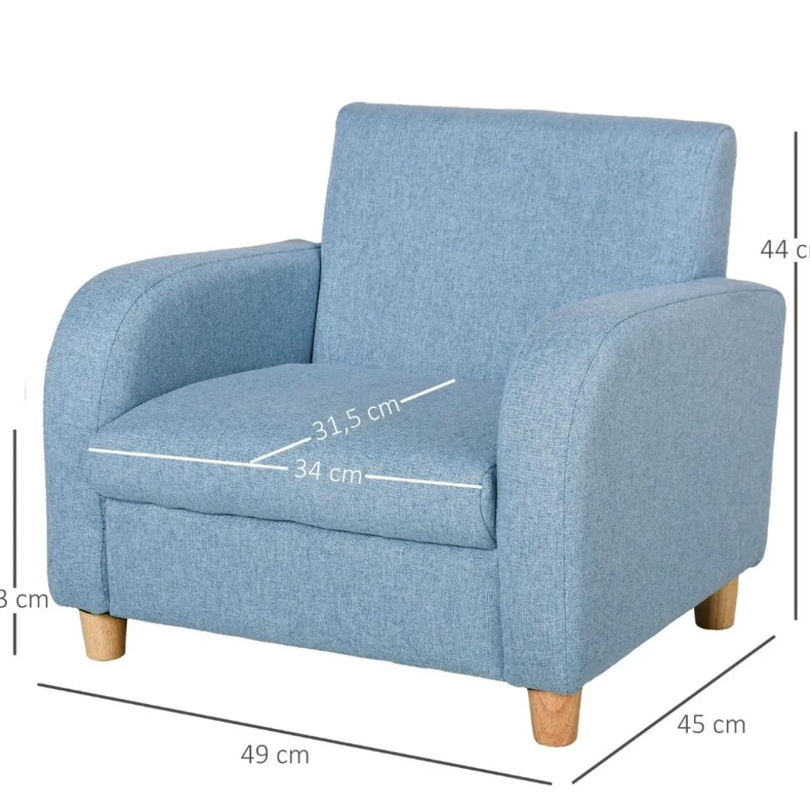 Homcom - Sillón tela infantil Azul