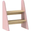 Homcom - Taburete Escalera infantil madera Rosa