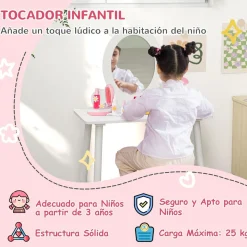 Homcom - Tocador básico con espejo y taburete madera Blanco
