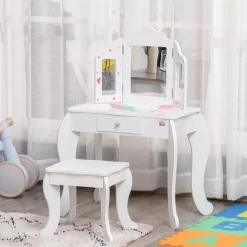 Homcom - Tocador de madera con taburete