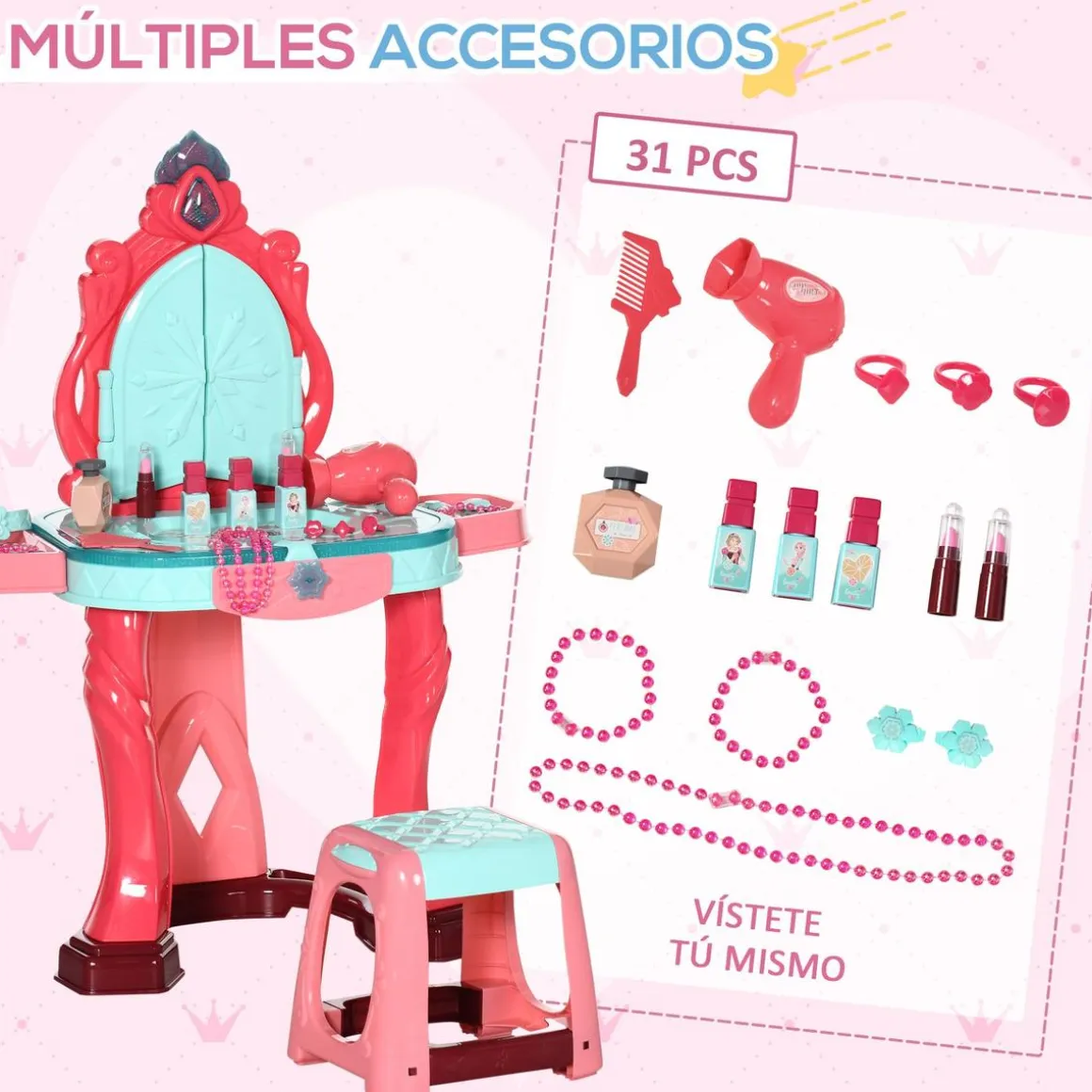 Homcom - Tocador infantil con cajón y taburete