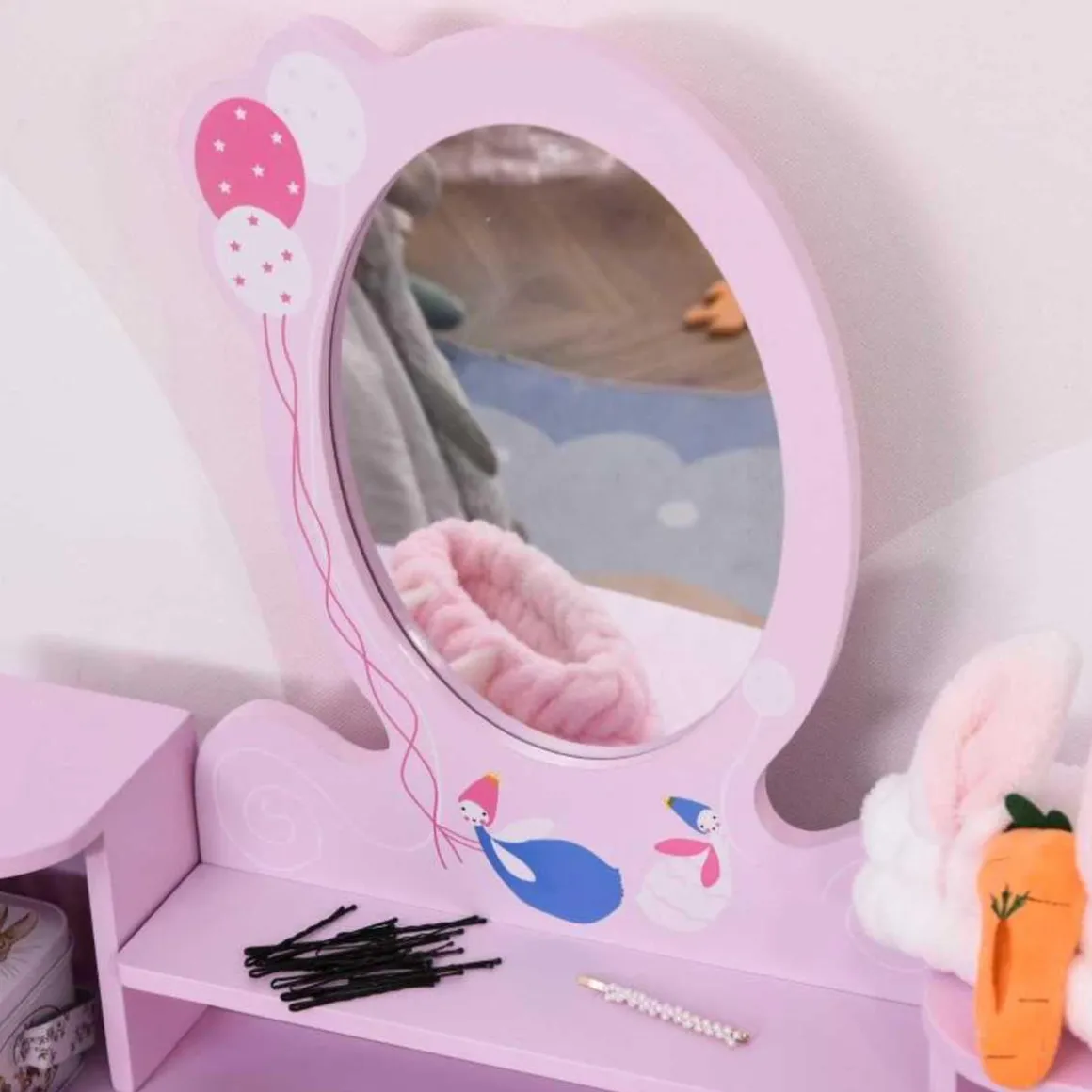 Homcom - Tocador Infantil con Taburete y Espejo HomCom