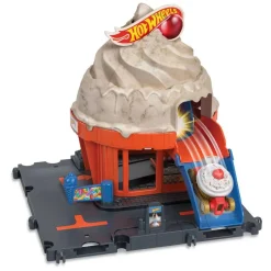 Hot Wheels - Pista de carreras City Tienda de helados con 1 vehículo incluido ㅤ