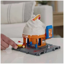 Hot Wheels - Pista de carreras City Tienda de helados con 1 vehículo incluido ㅤ