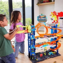 Hot Wheels - Pista de coches de juguete con garaje definitivo y dragón, 4 niveles, incluye 2 vehículos ㅤ