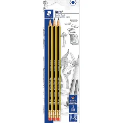 Lápices de grafito con goma, grosor nº2, dureza HB, pack de 3 unidades ㅤ