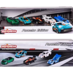 Majorette - Pack de 5 coches de metal Porsche, escala 1:64 con partes de apertura ㅤ