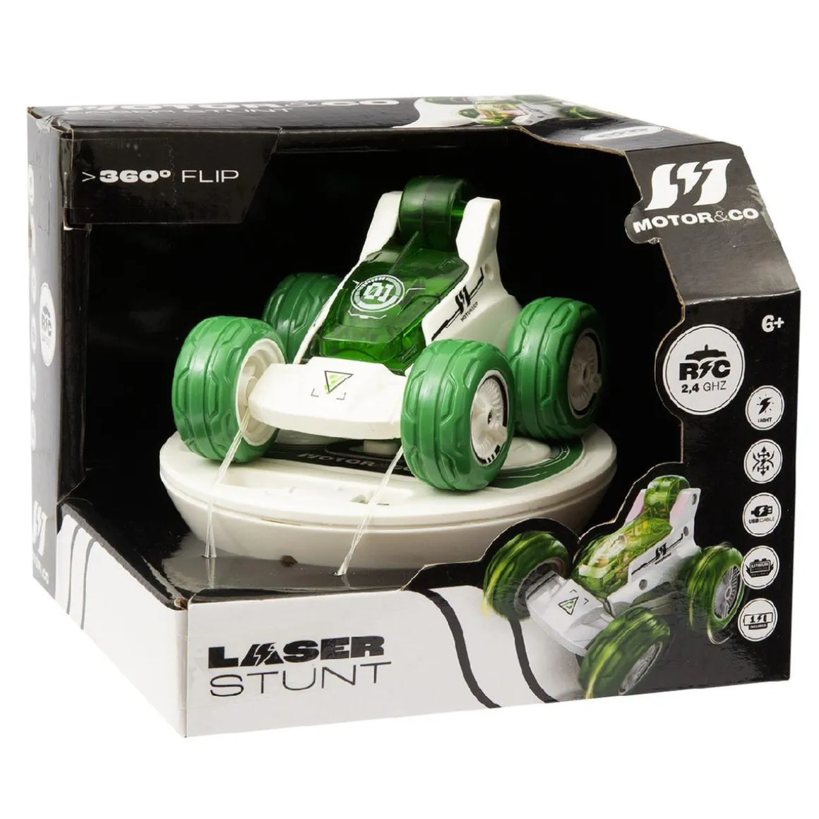 Motor & Co - Coche R/C Auto Laser Stunt con luz (Varios colores)