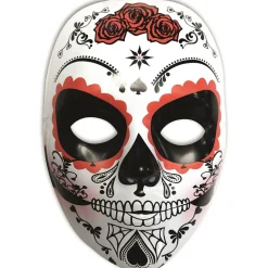 Máscara Calavera Katrina Rosas Rojas Día de los Muertos