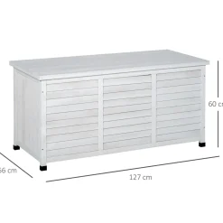 Outsunny - Baúl de jardín de madera Blanco