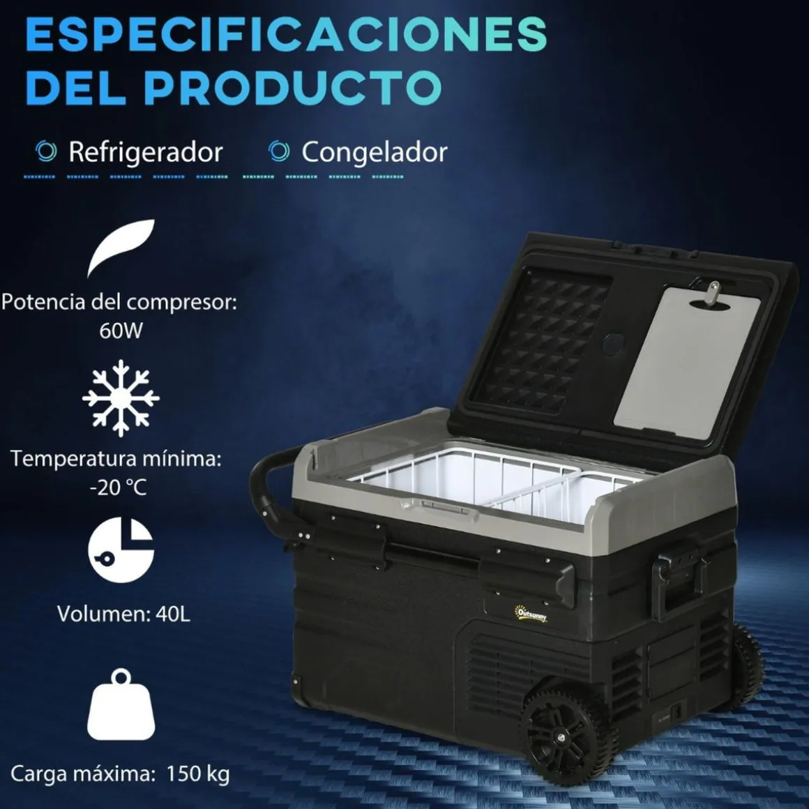 Outsunny - Nevera congelador portatil 40L Negro