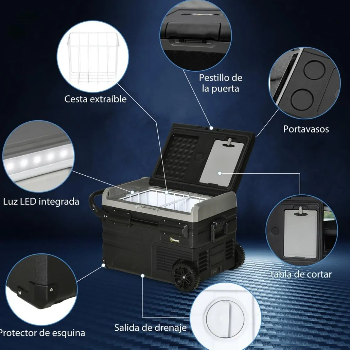 Outsunny - Nevera congelador portatil 40L Negro