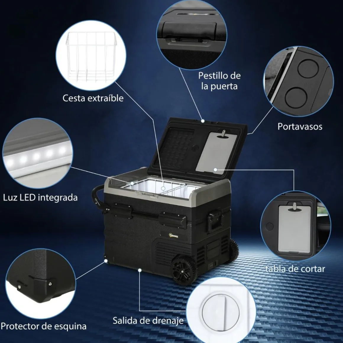 Outsunny - Nevera congelador portatil 60L Negro