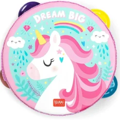 Pandereta infantil con sonajeros, tema unicornio ㅤ