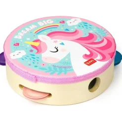 Pandereta infantil con sonajeros, tema unicornio ㅤ