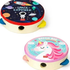 Pandereta infantil con sonajeros, tema unicornio ㅤ