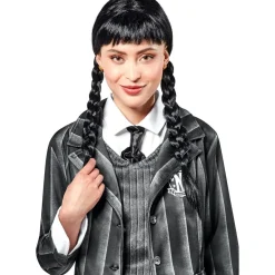 Peluca con trenzas y flequillo