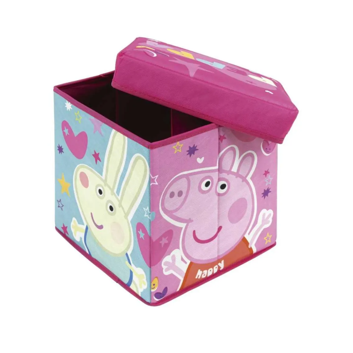 Peppa Pig - Asiento plegable guardatodo textil cuadrado 30x30x30cm Peppa Pig ㅤ