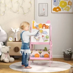 Pizarra 2 en 1 con cajas de tela Rosa