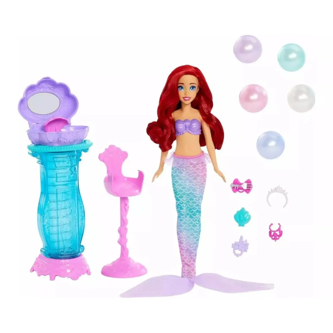 Princesas Disney - Muñeca Ariel con tocador desplegable