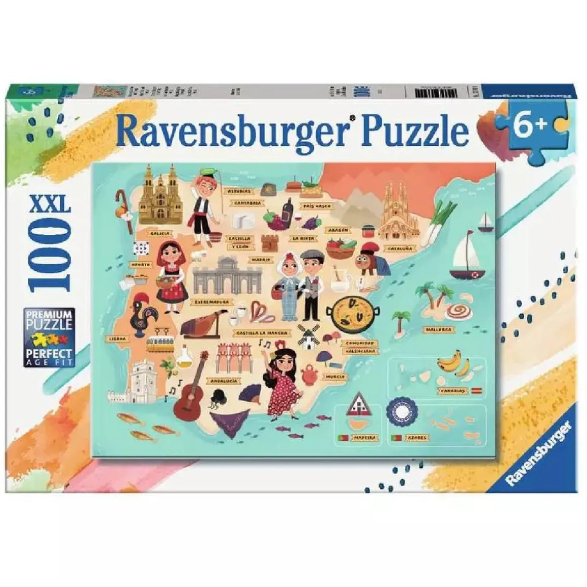 Ravensburger - Mapa de España y Portugal - Puzzle 100 piezas XXL