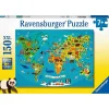 Ravensburger - Mapa de los animales - Puzzle 150 piezas XXL