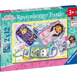 Ravensburger - Puzzle infantil colección Gabby's Dollhouse, 2 x 12 piezas ㅤ
