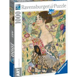 Ravensburger - Puzzle Klimt: Dama con Abanico, 1000 Piezas ㅤ