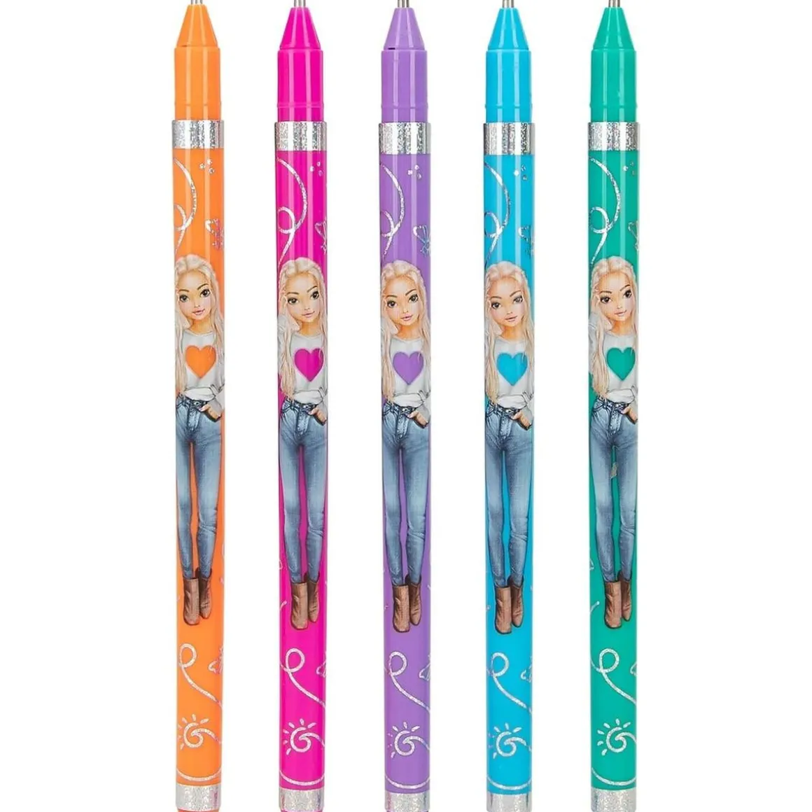 Top Model - 5 bolígrafos de gel con purpurina