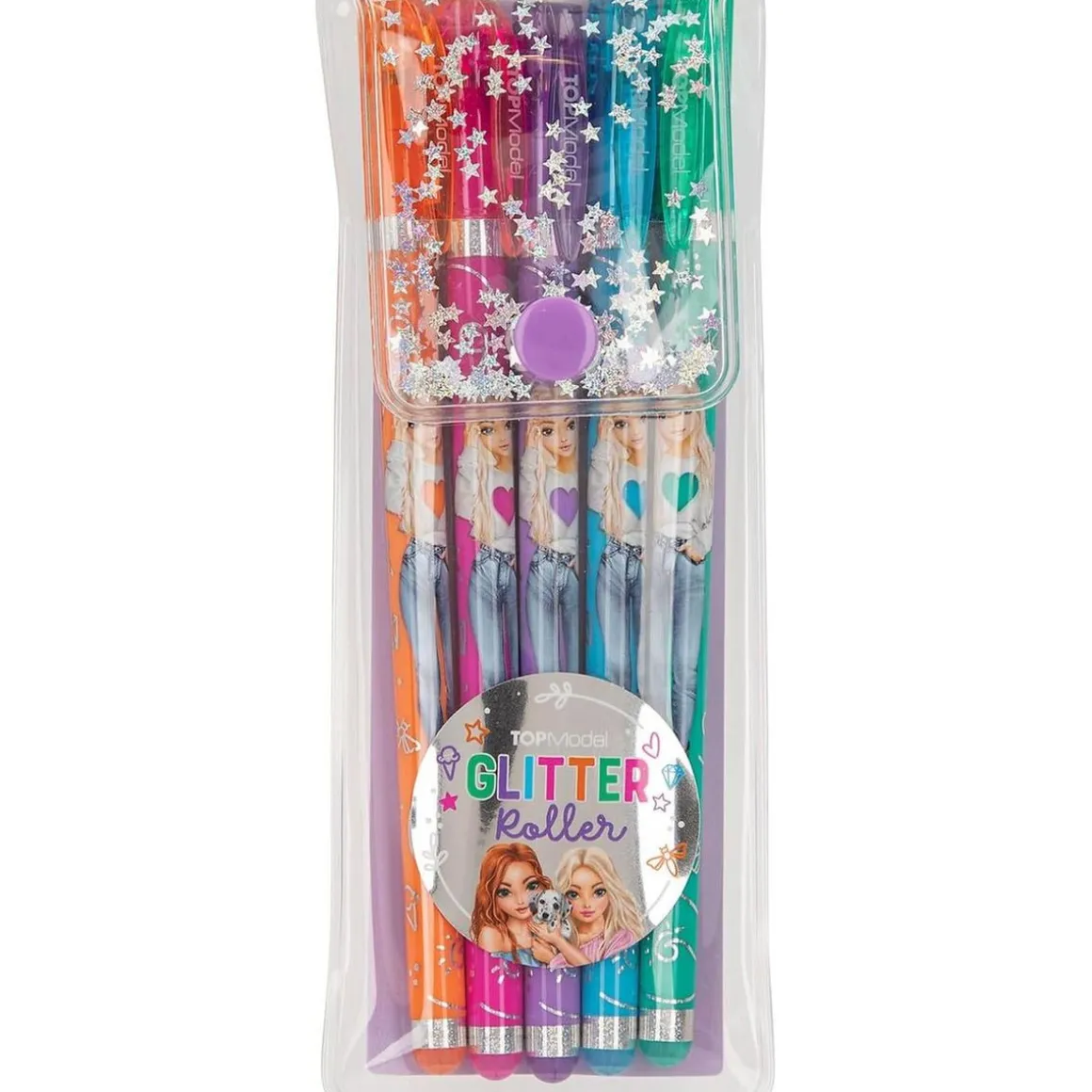 Top Model - 5 bolígrafos de gel con purpurina
