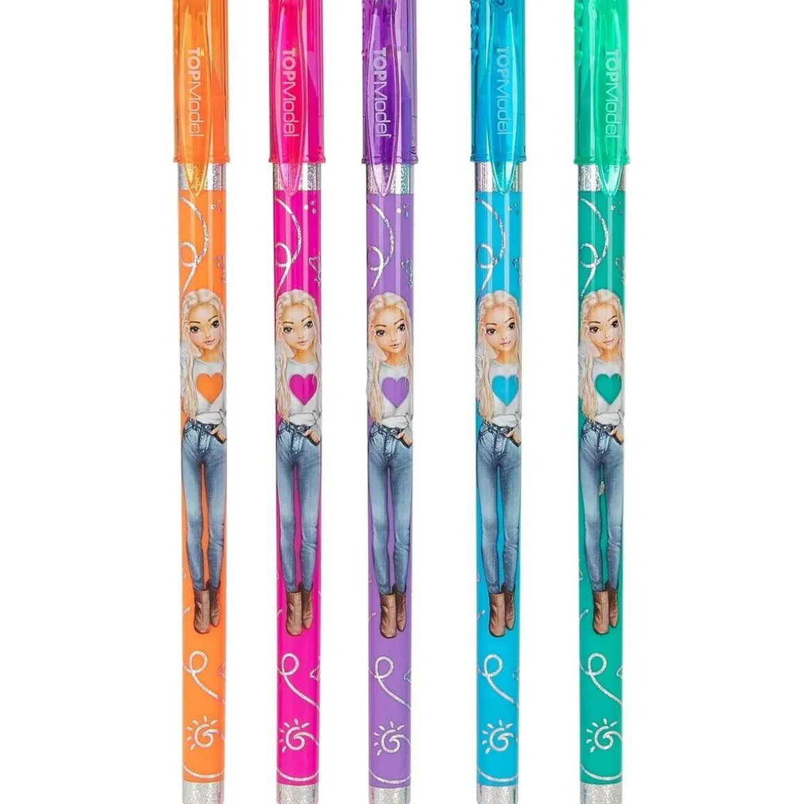 Top Model - 5 bolígrafos de gel con purpurina