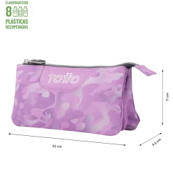 Totto - Estuche escolar camuflaje rosa Tablero
