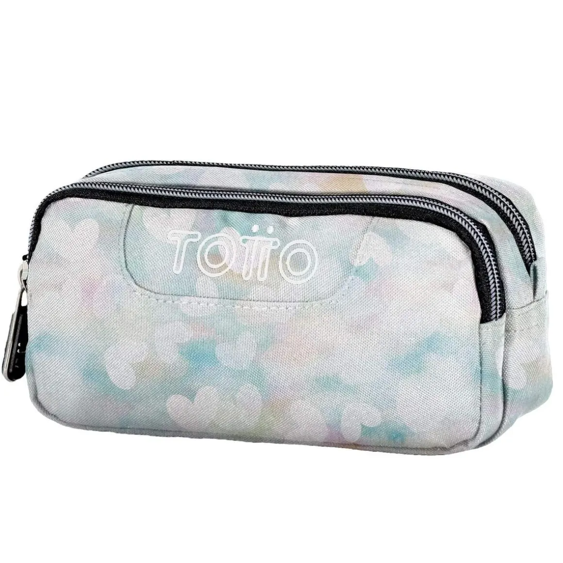 Totto - Estuche escolar dos compartimentos corazones pastel Sobre