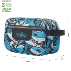 Totto - Estuche escolar tres compartimentos tiburones Plastilina