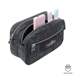 Totto - Estuche escolar tres compartimentos salpicado color Plastilina
