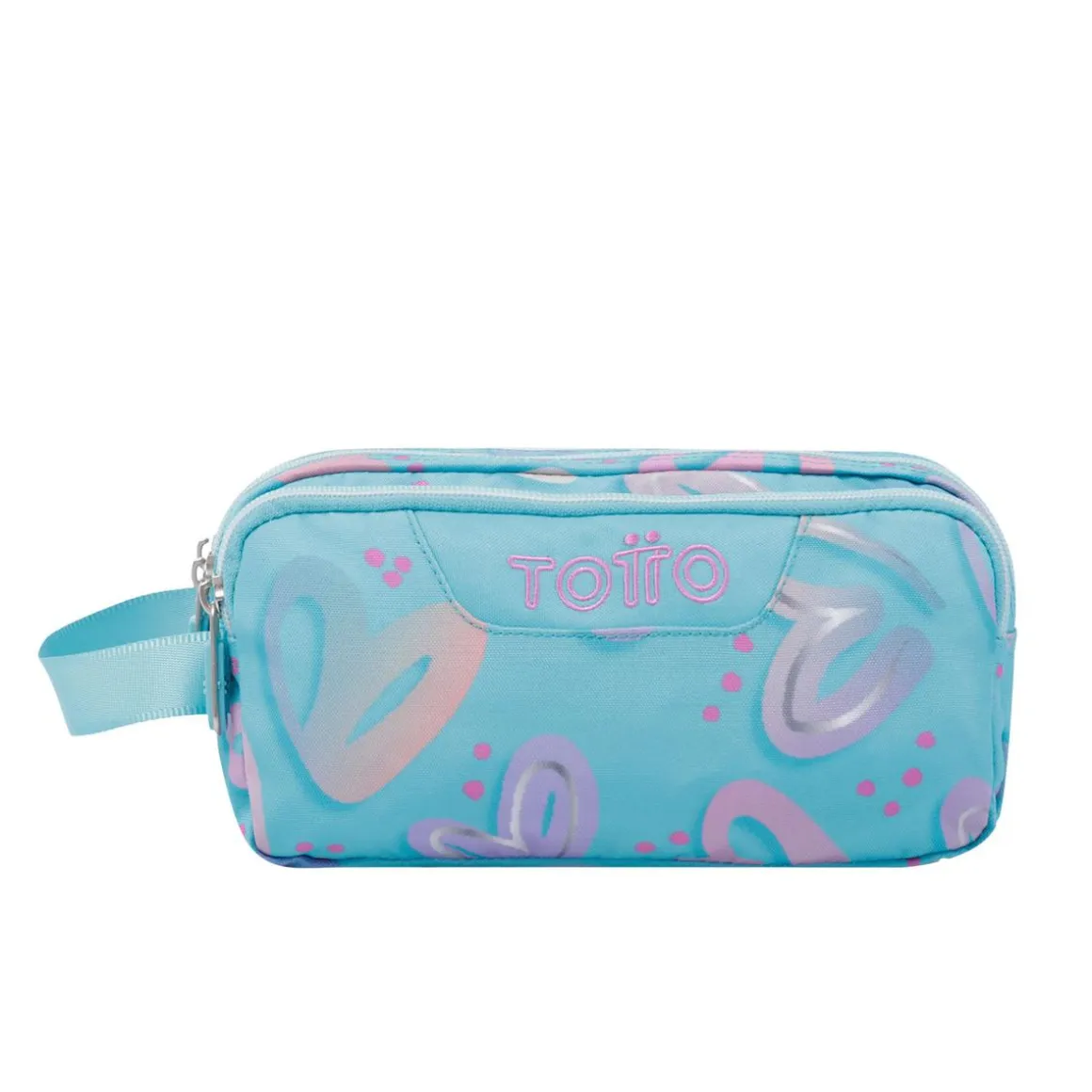 Totto - Estuche escolar tres compartimentos corazones pintados Agapec