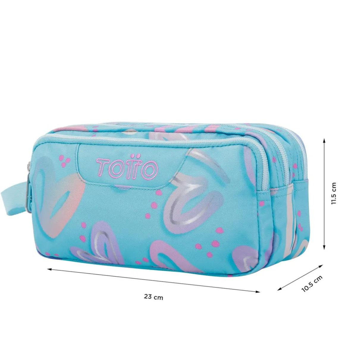 Totto - Estuche escolar tres compartimentos corazones pintados Agapec