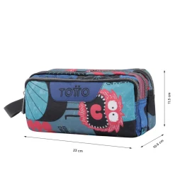 Totto - Estuche escolar tres compartimentos cyber monstruos Agapec