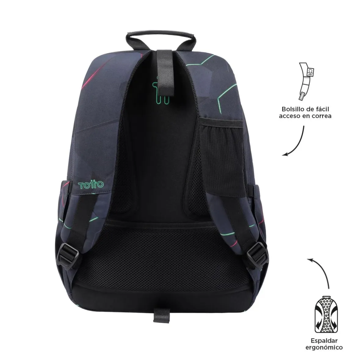 Totto - Mochila escolar adaptable a carro fractal Acuareles