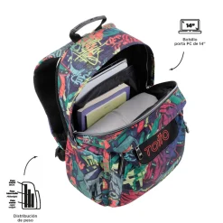 Totto - Mochila escolar adaptable a carro graffiti Acuareles