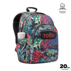 Totto - Mochila escolar adaptable a carro graffiti Acuareles
