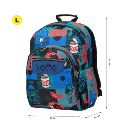 Totto - Mochila escolar adaptable a carro cyber monstruos Acuareles