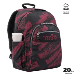 Totto - Mochila escolar adaptable a carro tiza roja Acuareles